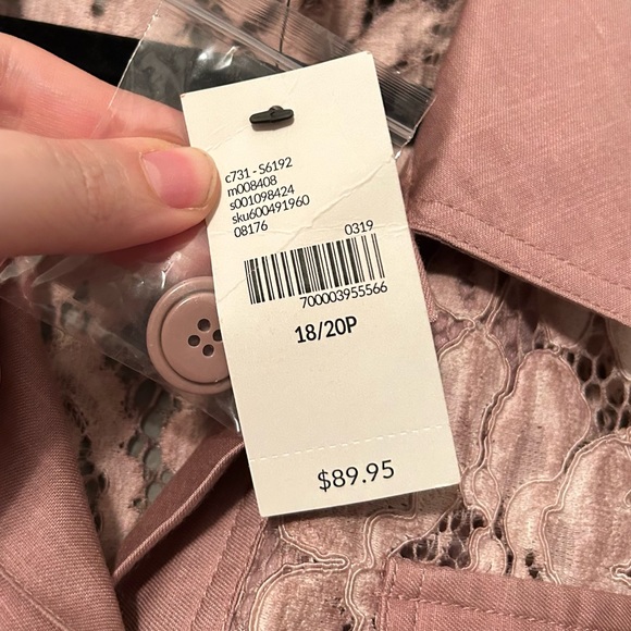 NWT Lane Bryant Sz 18/20 Petite Dusty Rose Lace Jacket Button-up Jacket Blouse! - Picture 9 of 16